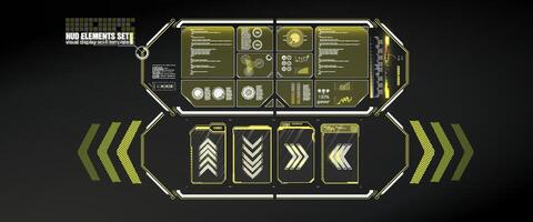 Futuristic Vector HUD Interface Screen Design. Digital callouts titles. HUD UI GUI futuristic user interface screen elements set.