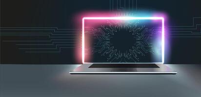 Ai chipset on circuit board in futuristic concept suitable for future technology Data science and big data technology. vector