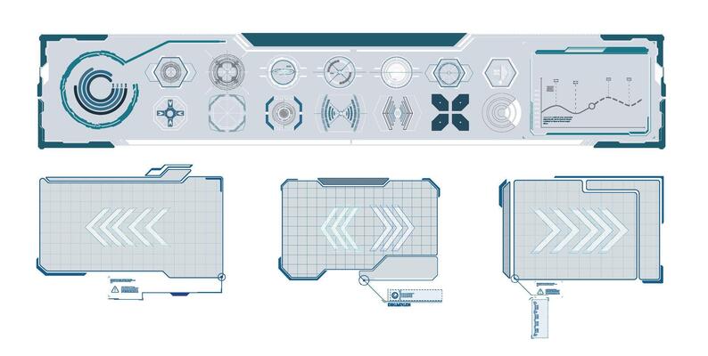 Futuristic Vector HUD Interface Screen Design. Digital callouts titles. HUD UI GUI futuristic user interface screen elements set.