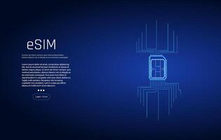 Embedded SIM concept. New mobile communication technology. Concept for mobile sim card technology and network. vector