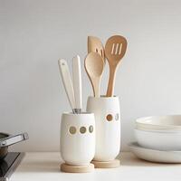 AI generated Display a basic stand for kitchenware. minimal. Ai generated. photo