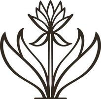 Lotus flower icon Sketch clipart grass Doodle engraving Vector illustration