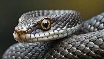 AI generated snake resting on tree branch in forest photo