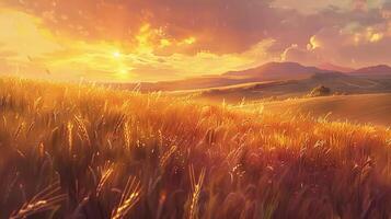 AI generated a stunning wheat field landscape embracing nature photo