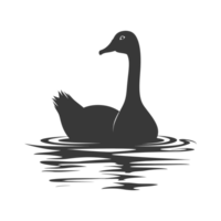 AI generated Silhouette goose animal swim black color only full black color only png