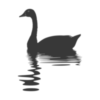 AI generated Silhouette goose animal swim black color only full black color only png