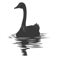 AI generated Silhouette goose animal swim black color only full black color only png