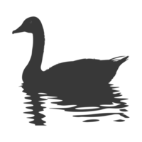 AI generated Silhouette goose animal swim black color only full black color only png