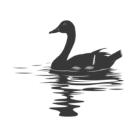 AI generated Silhouette goose animal swim black color only full black color only png