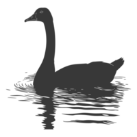 AI generated Silhouette goose animal swim black color only full black color only png