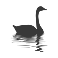 AI generated Silhouette goose animal swim black color only full black color only png