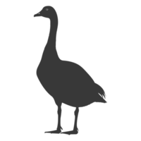 AI generated Silhouette goose animal black color only full body png