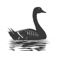 AI generated Silhouette goose animal swim black color only full black color only png