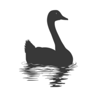 ai generiert Silhouette Gans Tier schwimmen schwarz Farbe nur voll schwarz Farbe nur png