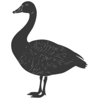 AI generated Silhouette goose animal black color only full body png