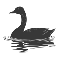 AI generated Silhouette goose animal swim black color only full black color only png