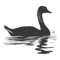 AI generated Silhouette goose animal swim black color only full black color only png