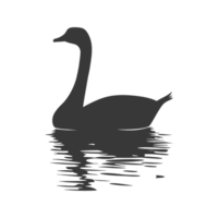 AI generated Silhouette goose animal swim black color only full black color only png