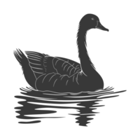 AI generated Silhouette goose animal swim black color only full black color only png