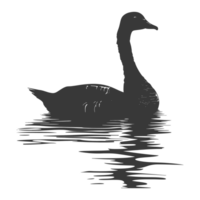 AI generated Silhouette goose animal swim black color only full black color only png