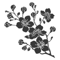 AI generated Silhouette Cherry blossoms or sakura flower black color only png