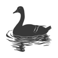 AI generated Silhouette goose animal swim black color only full black color only png