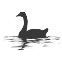 AI generated Silhouette goose animal swim black color only full black color only png