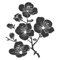 AI generated Silhouette Cherry blossoms or sakura flower black color only png