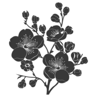 AI generated Silhouette Cherry blossoms or sakura flower black color only png