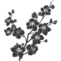 ai generado silueta Cereza flores o sakura flor negro color solamente png