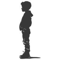 AI generated Silhouette caucasian boy black color only png