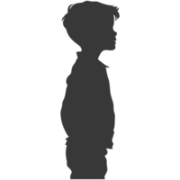 AI generated Silhouette caucasian boy black color only png