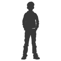 AI generated Silhouette caucasian boy black color only png