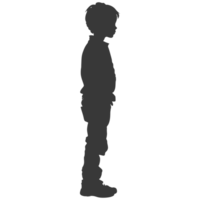 AI generated Silhouette caucasian boy black color only png