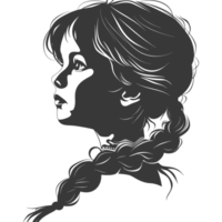 AI generated Silhouette caucasian girl black color only png