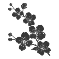 AI generated Silhouette Cherry blossoms or sakura flower black color only png