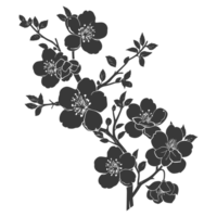 AI generated Silhouette Cherry blossoms or sakura flower black color only png