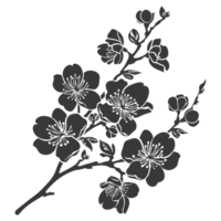 ai generado silueta Cereza flores o sakura flor negro color solamente png