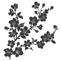 AI generated Silhouette Cherry blossoms or sakura flower black color only png