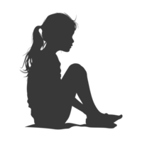 AI generated Silhouette caucasian girl alone black color only png