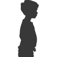 AI generated Silhouette caucasian boy black color only png