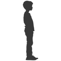 AI generated Silhouette caucasian boy black color only png