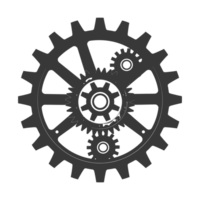 AI generated Silhouette cog wheel black color only full body png