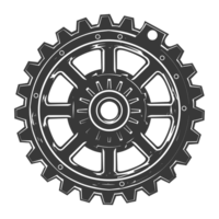 AI generated Silhouette cog wheel black color only full body png