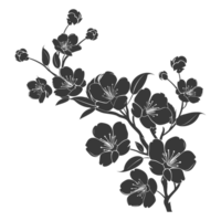 ai generado silueta Cereza flores o sakura flor negro color solamente png