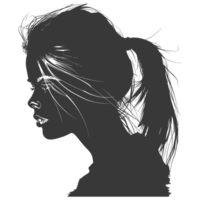 AI generated Silhouette caucasian girl alone black color only png