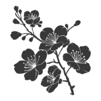 AI generated Silhouette Cherry blossoms or sakura flower black color only png