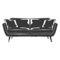 AI generated Silhouette Scandinavian sofa black color only png