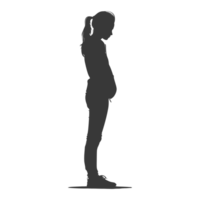 AI generated Silhouette caucasian girl alone black color only png