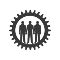 AI generated Silhouette cog wheel as teamwork symbol black color only png